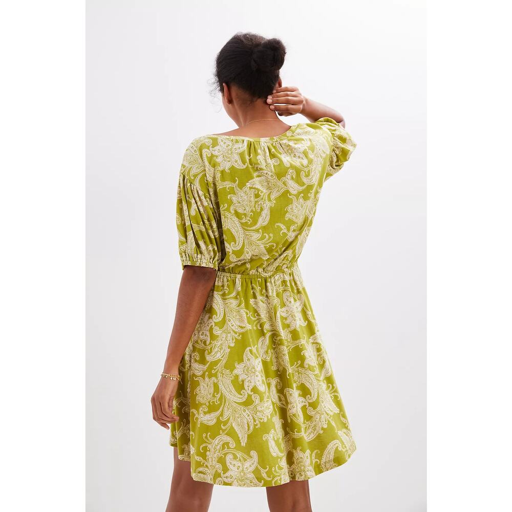 Daily Practice by Anthropologie Green Floral Paisley Mini Dress SZ Large EUC - Picture 3 of 16